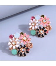 Exquisite Fashion Rich Flowers Cluster Temperament Female Wholesale Earrings