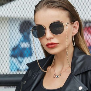 11 Colors Available Octagon Frame with Anti-drop Chain Design U.S. Street Shooting Popular Fashion Wholesale Sunglasses
