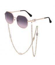 11 Colors Available Octagon Frame with Anti-drop Chain Design U.S. Street Shooting Popular Fashion Wholesale Sunglasses
