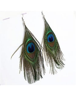 Ethnic Bohemian Style Peacock Feather Earrings