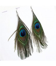 Ethnic Bohemian Style Peacock Feather Earrings