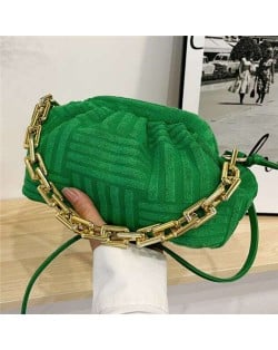 Acrylic Thick Chain Decorated Velvet Pleated Texture Candy Color Fashion Women Mini Messenger Bag/ Shoulder Bag