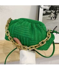 Acrylic Thick Chain Decorated Velvet Pleated Texture Candy Color Fashion Women Mini Messenger Bag/ Shoulder Bag