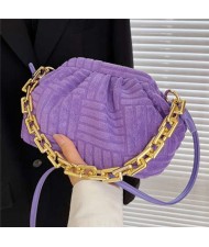 Acrylic Thick Chain Decorated Velvet Pleated Texture Candy Color Fashion Women Mini Messenger Bag/ Shoulder Bag