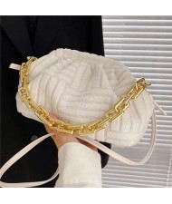 Acrylic Thick Chain Decorated Velvet Pleated Texture Candy Color Fashion Women Mini Messenger Bag/ Shoulder Bag