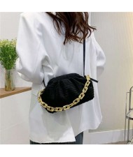 Acrylic Thick Chain Decorated Velvet Pleated Texture Candy Color Fashion Women Mini Messenger Bag/ Shoulder Bag