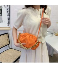 Acrylic Thick Chain Decorated Velvet Pleated Texture Candy Color Fashion Women Mini Messenger Bag/ Shoulder Bag