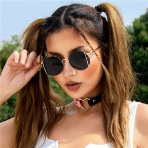 Vintage Round Design Hip-hop Style Men and Women Wholesale Sunglasses - Black
