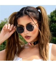 Vintage Round Design Hip-hop Style Men and Women Wholesale Sunglasses - Black