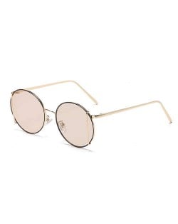 Vintage Round Design Hip-hop Style Men and Women Wholesale Sunglasses - Champagne