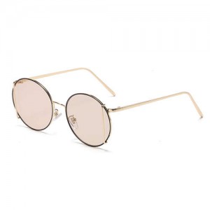 Vintage Round Design Hip-hop Style Men and Women Wholesale Sunglasses - Champagne