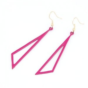 Unique Triangle Fashion Fluorescent Color Earrings - Pink