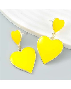 U.S. Fashion Multi-layer Peach Hearts Pendant Women Temperament Earrings - Yellow