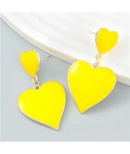 U.S. Fashion Multi-layer Peach Hearts Pendant Women Temperament Earrings - Yellow