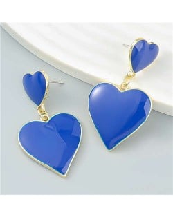 U.S. Fashion Multi-layer Peach Hearts Pendant Women Temperament Earrings - Blue