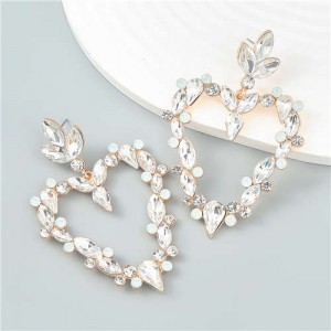 French Romance Style Big Heart Shaped Exaggerated Wholesale Jewelry Bold Dangle Earrings - White