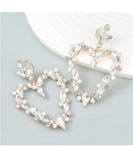 French Romance Style Big Heart Shaped Exaggerated Wholesale Jewelry Bold Dangle Earrings - White