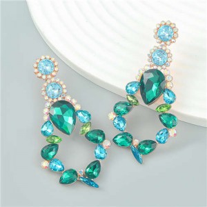 Vintage Style Hollow-out Water Drop Design Wholesale Jewelry Evening Wear Earrings - Green