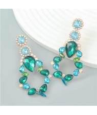 Vintage Style Hollow-out Water Drop Design Wholesale Jewelry Evening Wear Earrings - Green