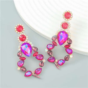 Vintage Style Hollow-out Water Drop Design Wholesale Jewelry Evening Wear Earrings - Rose