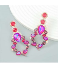 Vintage Style Hollow-out Water Drop Design Wholesale Jewelry Evening Wear Earrings - Rose