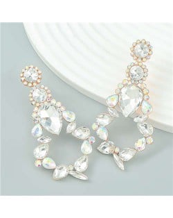 Vintage Style Hollow-out Water Drop Design Wholesale Jewelry Evening Wear Earrings - White