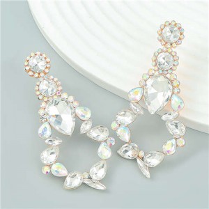 Vintage Style Hollow-out Water Drop Design Wholesale Jewelry Evening Wear Earrings - White