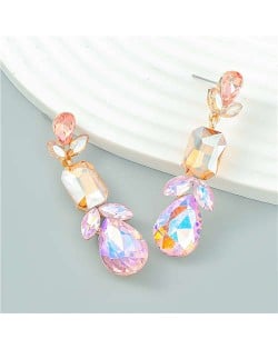 Graceful Floral Design Rhinestone Water Drop Dangle Wholesale Fashion Earrings - Champagne