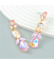 Graceful Floral Design Rhinestone Water Drop Dangle Wholesale Fashion Earrings - Champagne