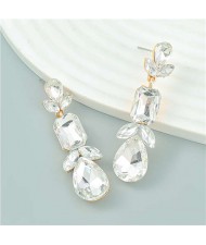 Graceful Floral Design Rhinestone Water Drop Dangle Wholesale Fashion Earrings - White