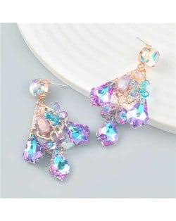 Colorful Water Drop Pendants Bohemian Style Wholesale Earrings - Purple