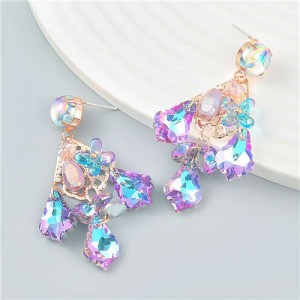 Colorful Water Drop Pendants Bohemian Style Wholesale Earrings - Purple