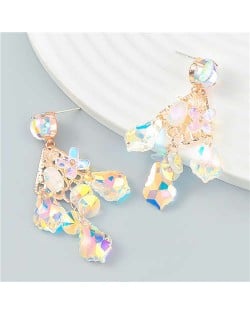 Colorful Water Drop Pendants Bohemian Style Wholesale Earrings - Luminous White