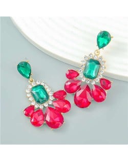 French Elegant Style Flower Skirt Shape Inspired Wholesale Earrings - Red