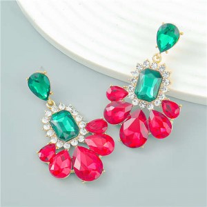 French Elegant Style Flower Skirt Shape Inspired Wholesale Earrings - Red