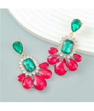 French Elegant Style Flower Skirt Shape Inspired Wholesale Earrings - Red