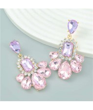 French Elegant Style Flower Skirt Shape Inspired Wholesale Earrings - Pink