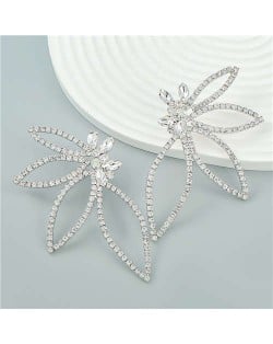 Beautiful Butterfly Shape Internet Celebrity Choice Exaggerated Wholesale Earrings - White