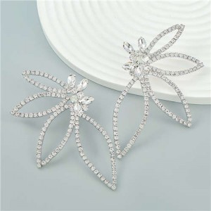Beautiful Butterfly Shape Internet Celebrity Choice Exaggerated Wholesale Earrings - White