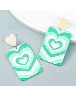 Art Nouveau Pattern Heart Shape Print Wholesale Earrings