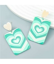 Art Nouveau Pattern Heart Shape Print Wholesale Earrings