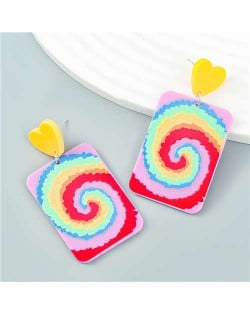 Art Nouveau Pattern Rainbow Shape Print Wholesale Earrings