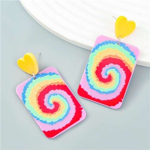 Art Nouveau Pattern Rainbow Shape Print Wholesale Earrings