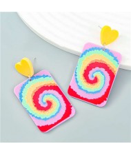 Art Nouveau Pattern Rainbow Shape Print Wholesale Earrings