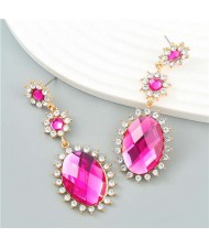 Vintage Elegant Royal Court Style Oval Pendant Sunflower Wholesale Earrings - Rose