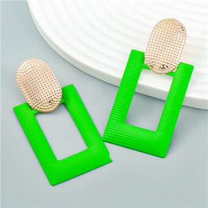 Fashionable Square Geometric Design Alloy Spray Paint Lady Wholesale Earrings - Green