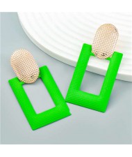 Fashionable Square Geometric Design Alloy Spray Paint Lady Wholesale Earrings - Green