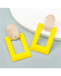 Fashionable Square Geometric Design Alloy Spray Paint Lady Wholesale Earrings - Yellow