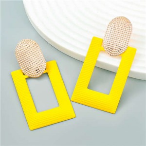 Fashionable Square Geometric Design Alloy Spray Paint Lady Wholesale Earrings - Yellow