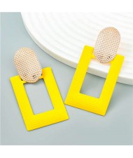 Fashionable Square Geometric Design Alloy Spray Paint Lady Wholesale Earrings - Yellow